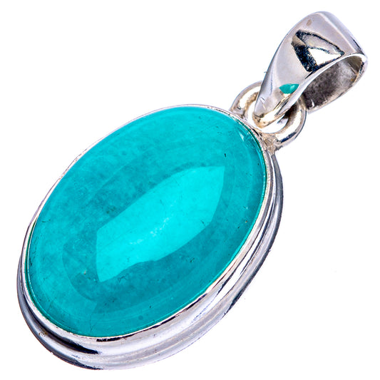 Oval amazonite pendant with turquoise stone and .925 sterling silver bezel