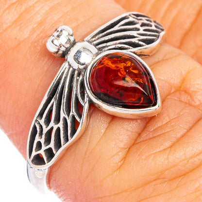 Baltic Amber Honey Bee Ring Size 6.25 (.925 Sterling Silver)