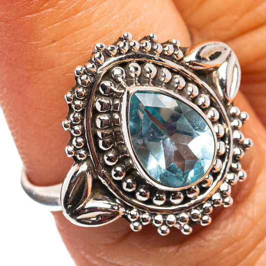 Blue Topaz Ring Size 6.5 (.925 Sterling Silver)