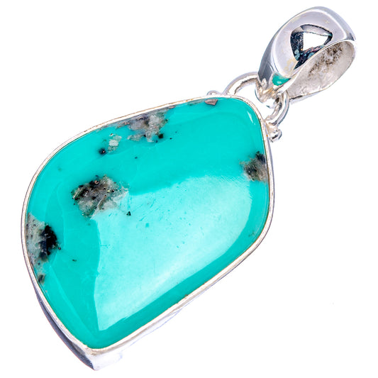 Turquoise teardrop pendant in .925 sterling silver with loop bail, full view