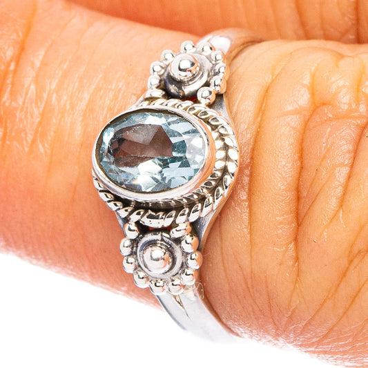 Blue Topaz 925 Sterling Silver Ring Size 6 (925 Sterling Silver) R6351