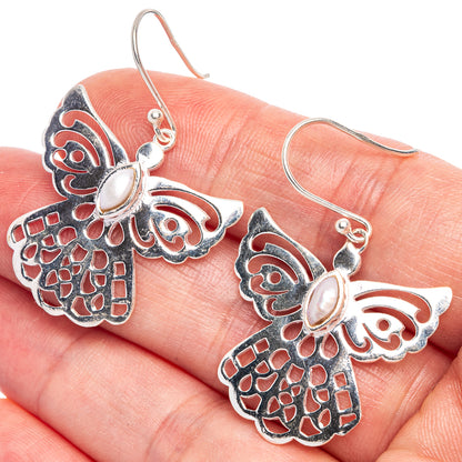 Cultured Pearl Angel Earrings 1 5/8" (925 Sterling Silver) E433381