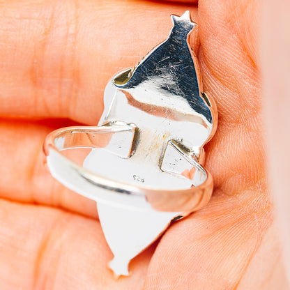 Exclusive Southwestern Style Pink Dahlia Turquoise Star Ring Size 8.75 (.925 Sterling Silver)