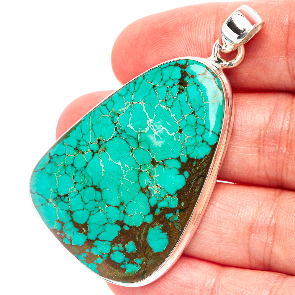 Premium Tibetan Turquoise Pendant 2 1/4" (.925 Sterling Silver)