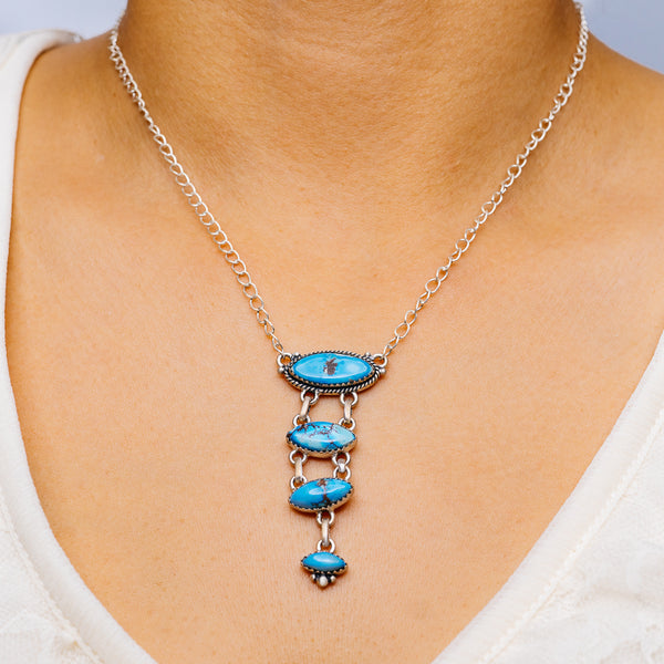 Southwestern Style Golden Hills Turquoise Necklace 18" (.925 Sterling Silver)