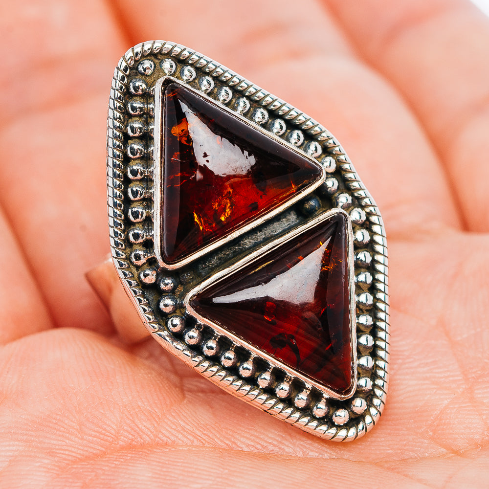 Exclusive Baltic Amber Ring Size 7 Adjustable (.925 Sterling Silver)