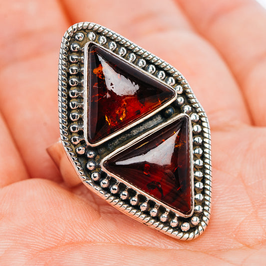 Exclusive Baltic Amber Ring Size 7 Adjustable (.925 Sterling Silver)