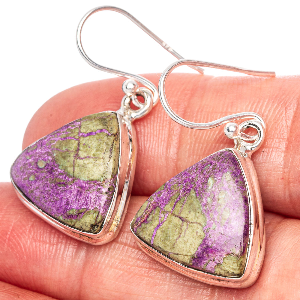 Ruby Zoisite Earrings 1 1/4" (925 Sterling Silver) E1111