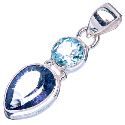 Value Blue Mystic Topaz, Blue Topaz Pendant 1 3/8" (925 Sterling Silver) P42129