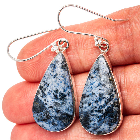 Premium Dumortierite Earrings 1 7/8" (.925 Sterling Silver)
