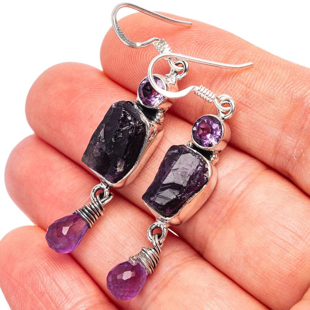 Amethyst 925 Sterling Silver Earrings 2" (925 Sterling Silver) E2167