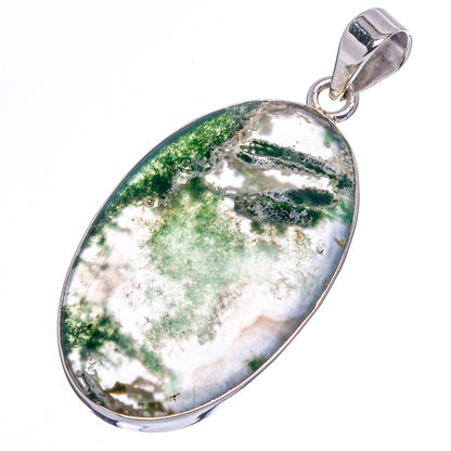 Green Moss Agate Pendant 2" (.925 Sterling Silver)