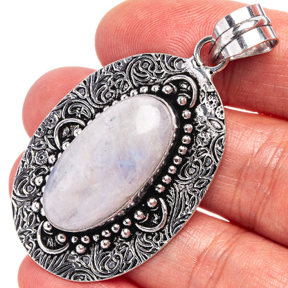 Rainbow Moonstone Pendant 2 1/4" (German Silver)