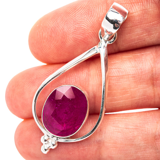 Premium Burmese Glass Filled Ruby Pendant 1 3/4" (.925 Sterling Silver)