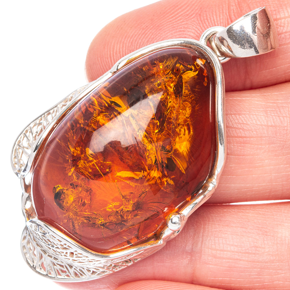 Ana Silver Co Baltic Amber Pendant 2 1/8" (925 Sterlnig Silver)