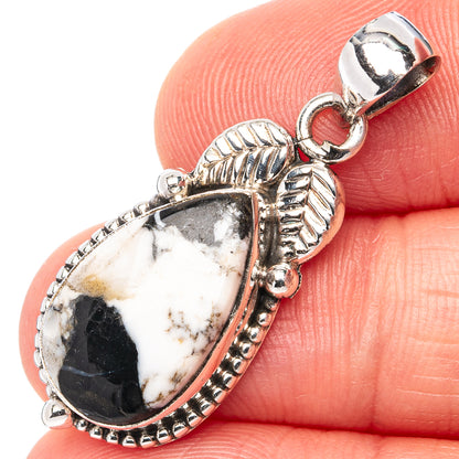 White Buffalo Turquoise Pendant 1 3/8" (.925 Sterling Silver)