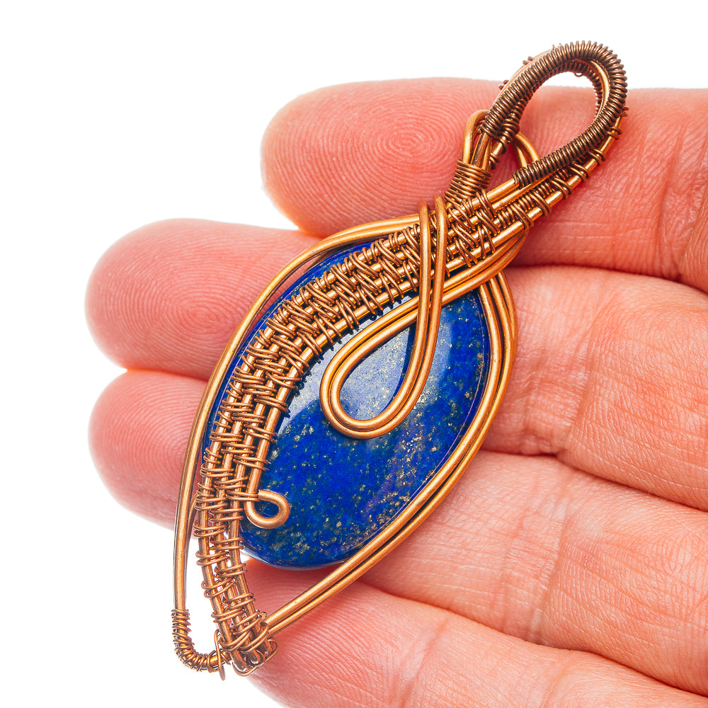 Lapis Lazuli Wire Wrap Pendant 2 3/4" (Copper)