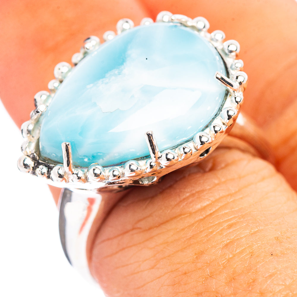 Premium Larimar Ring Size 7 (.925 Sterling Silver)