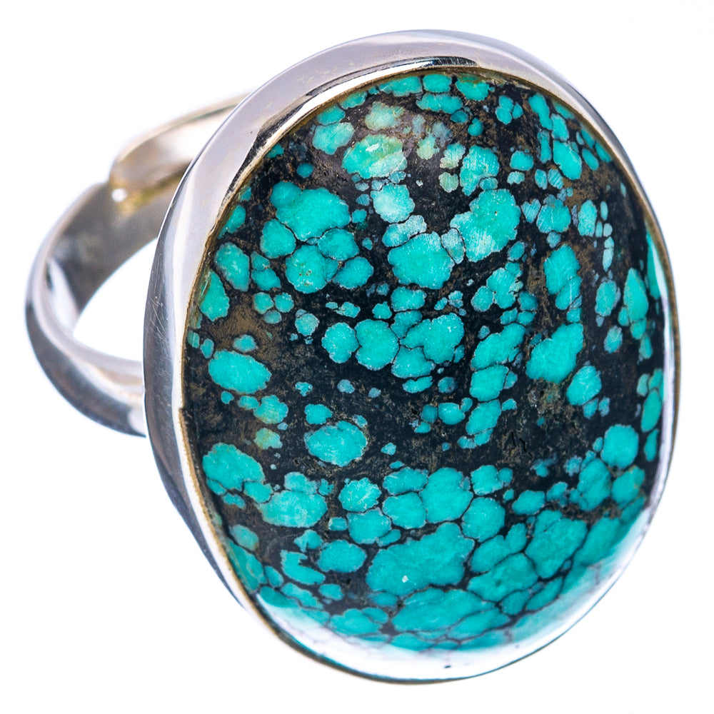Premium Tibetan Turquoise Ring Size 8 Adjustable (.925 Sterling Silver)