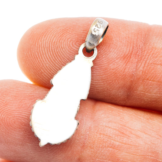 Sterling silver teardrop pendant back with stamped bail loop and cutout shape.