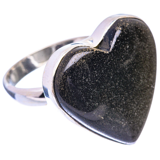 Large Gold Sheen Obsidian Ring Size 9 (925 Sterling Silver) R140788