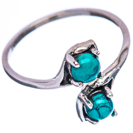 Sterling silver turquoise ring with two cabochon stones, size 6