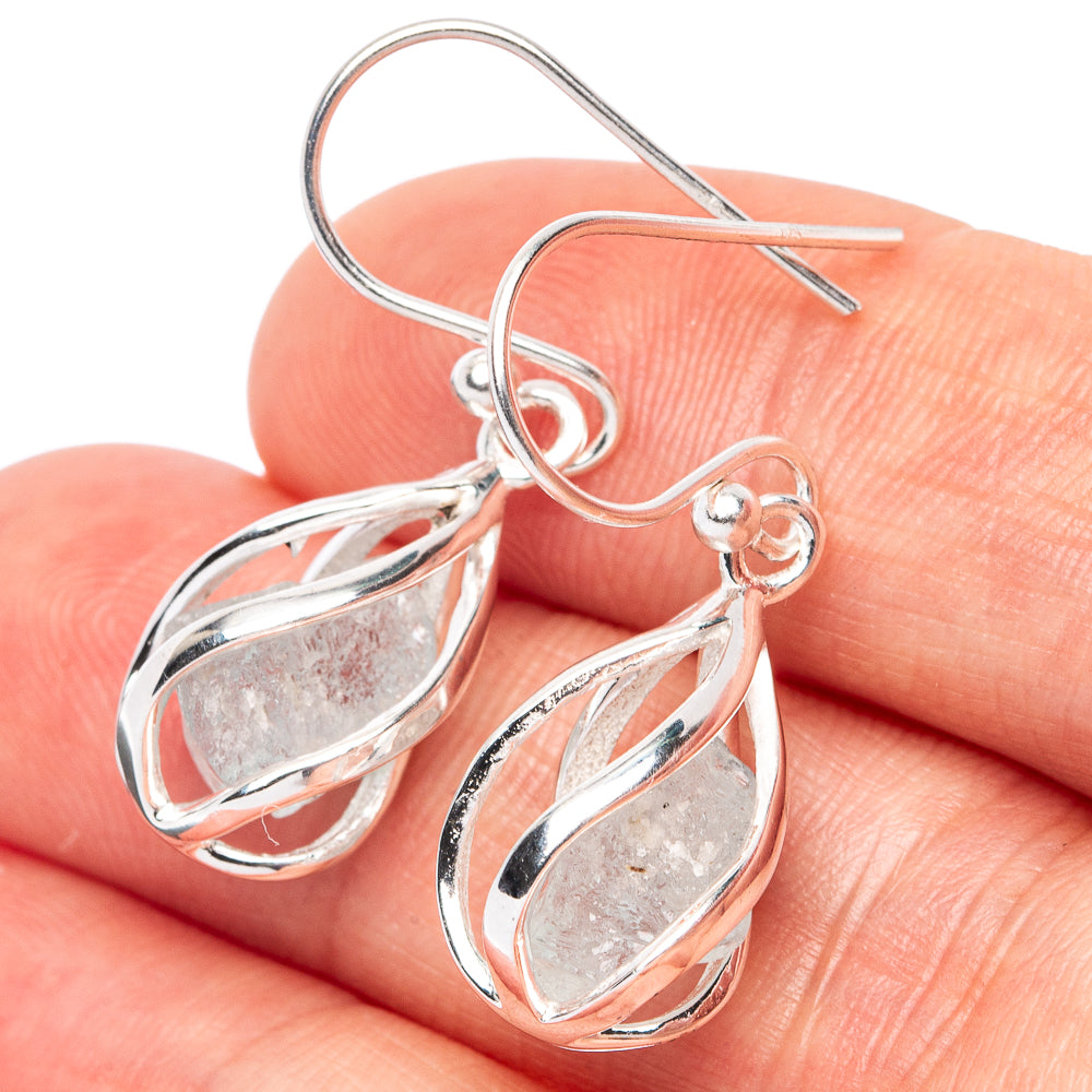 Aquamarine Caged Earrings 1 1/4" (925 Sterling Silver) E2551