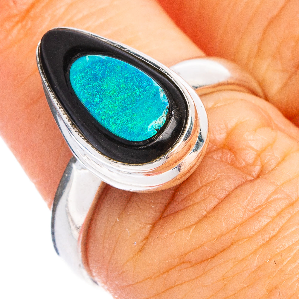 Rare Doublet Opal In Black Onyx Ring Size 6.5 (.925 Sterling Silver)
