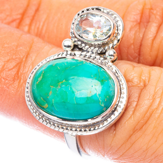 Arizona Turquoise, Blue Topaz Ring Size 5.75 (925 Sterling Silver) R7165