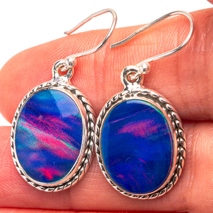Aura Opal 925 Sterling Silver Earrings 1 3/8" (925 Sterling Silver) EARR432214