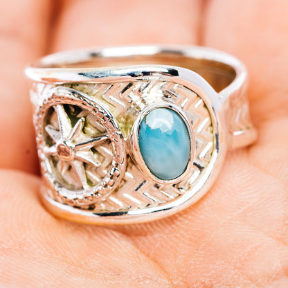 Larimar Ring Size 8.25 (.925 Sterling Silver)