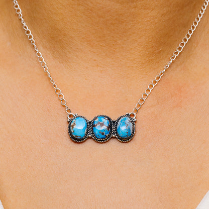 Southwestern Style Golden Hills Turquoise Necklace 19" (.925 Sterling Silver)