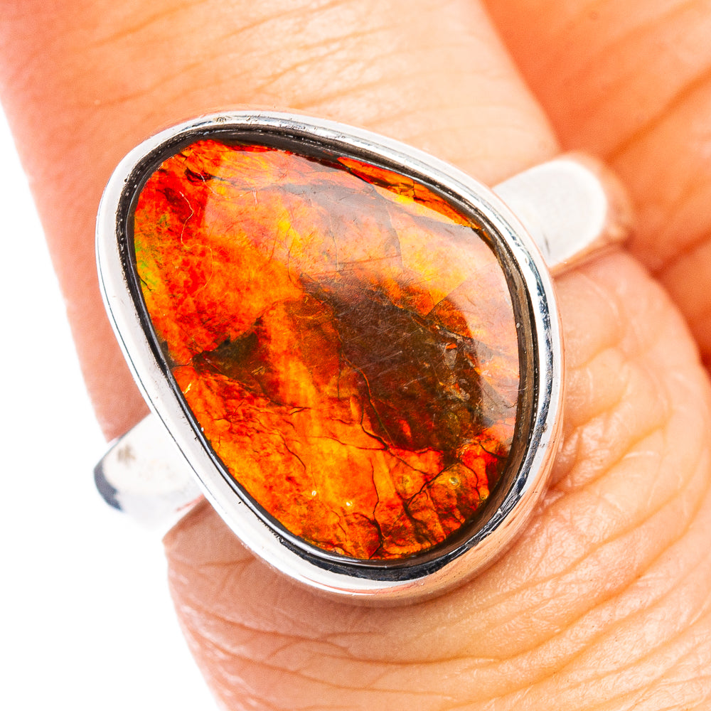 Premium Ammolite Ring Size 6.75 (.925 Sterling Silver)