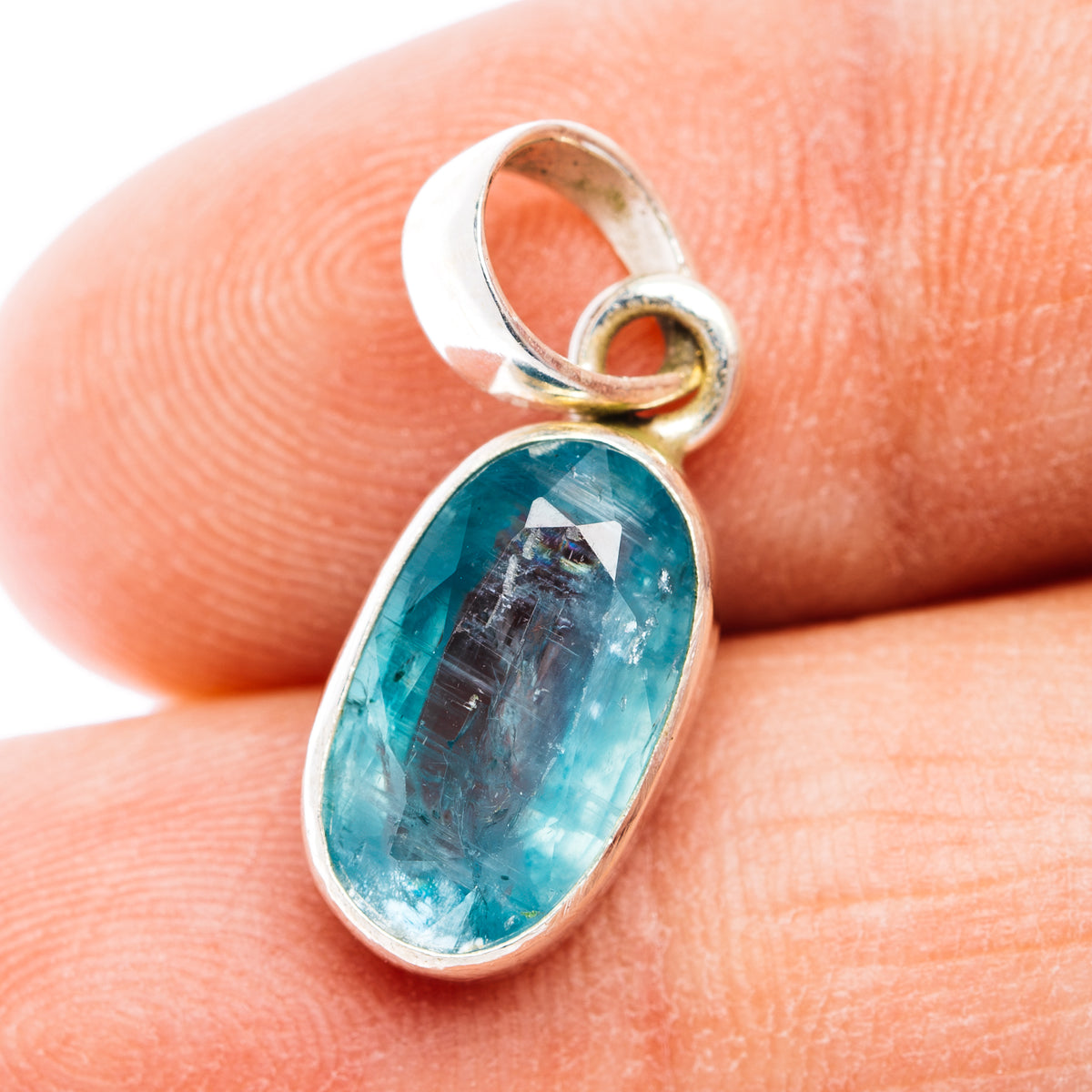 Faceted Paraiba Kyanite Pendant 7/8" (.925 Sterling Silver)