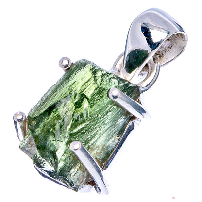 Rare Raw Moldavite Pendant 3/4" (.925 Sterling Silver)