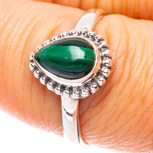 Malachite Dainty Ring Size 8 (925 Sterling Silver) R5803