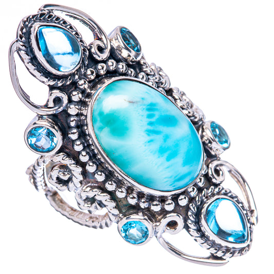 Signature Larimar, Blue Topaz Ring Size 9 (925 Sterling Silver) R3533