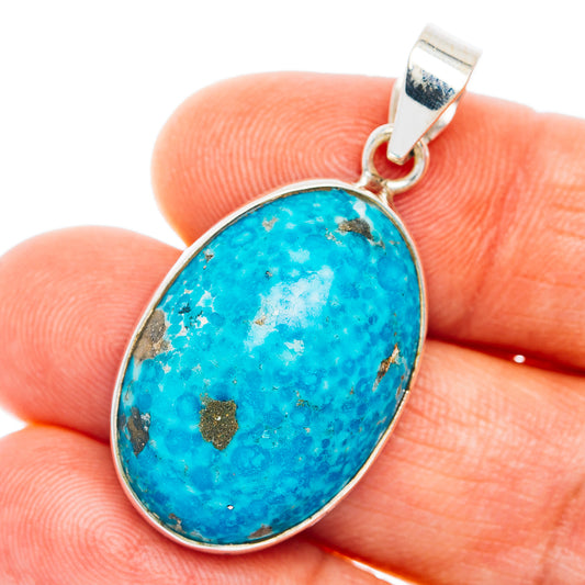 Premium Persian Turquoise Pendant 1 1/2" (.925 Sterling Silver)