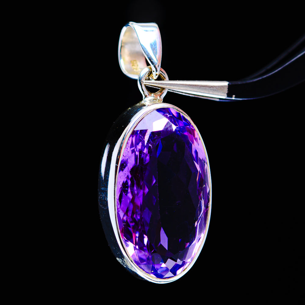15.9ct Faceted Brazilian Amethyst Pendant 1 1/4" (.925 Sterling Silver)