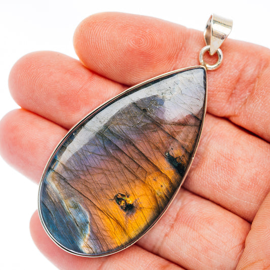 Premium Spectrolite Pendant 2 1/2" (.925 Sterling Silver)