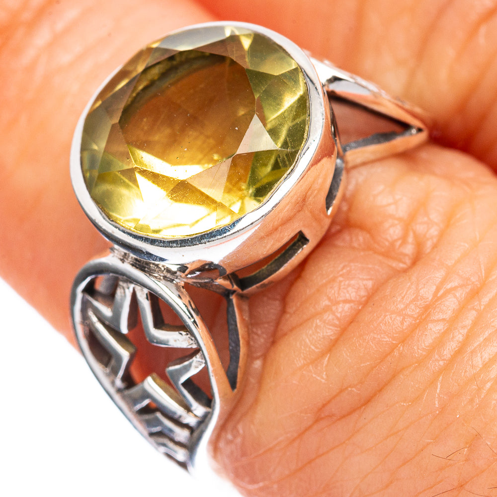 Size 7 sterling silver ring with faceted citrine gemstone and ornate filigree band