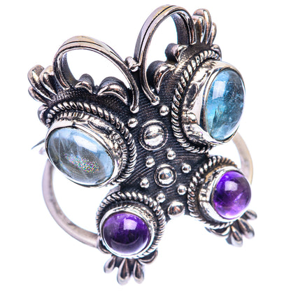 Large Aquamarine, Amethyst Ring Size 9.25 (925 Sterling Silver) R143069