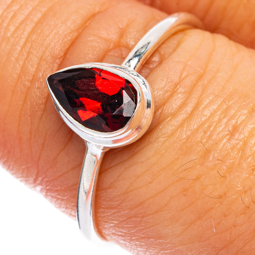 Garnet Dainty Ring Size 7.75 (925 Sterling Silver) R145481