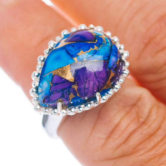 Exclusive Violet Blue Dahlia Mohave Turquoise Ring Size 6.5 (.925 Sterling Silver)