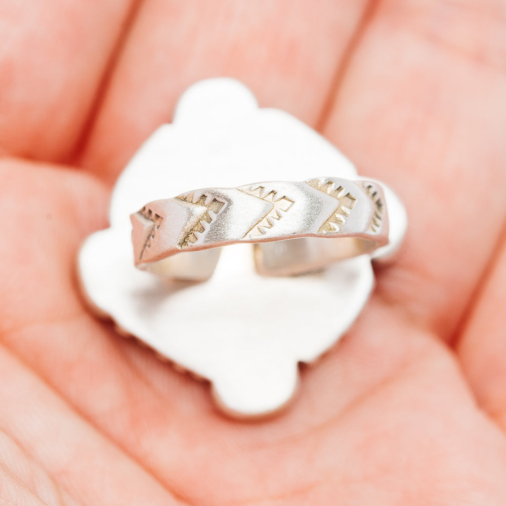 Exclusive Sierra Bella Turquoise, White Buffalo Turquoise Ring Size 7 Adjustable (.925 Sterling Silver)