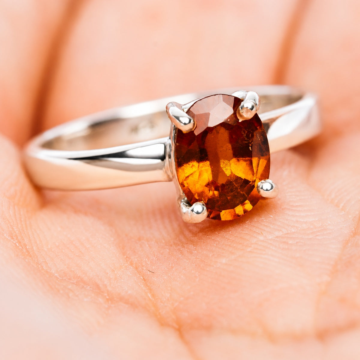 Spessartite Garnet Ring Size 7 (.925 Sterling Silver)