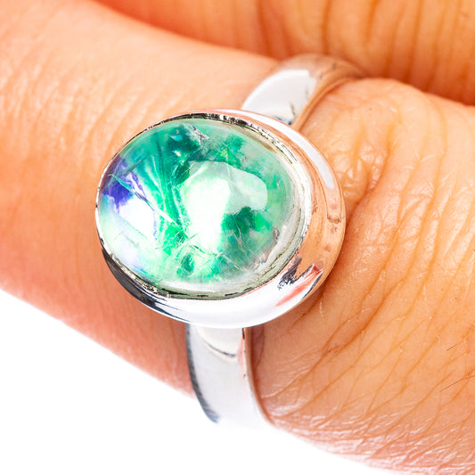 Green Moonstone Ring Size 7.25 (925 Sterling Silver) R3680