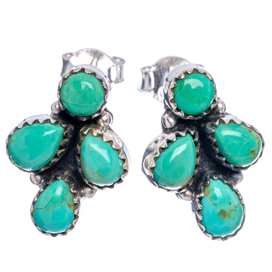 Turquoise cluster earrings, five-stone each with textured .925 sterling silver frames