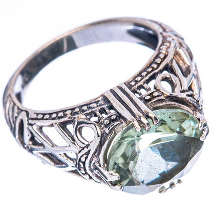 Faceted Green Amethyst Ring Size 7 (925 Sterling Silver) R3299