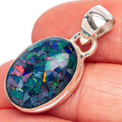 Triplet Opal Pendant 1 1/8" (925 Sterling Silver) P40389